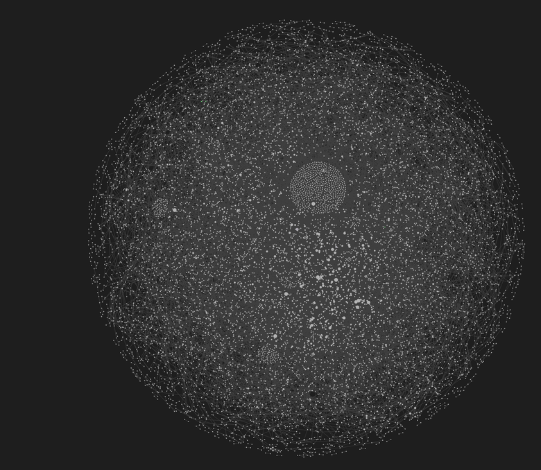 agentmemory knowledge graph visualization showing node clusters and edge density across a 19K-node production database